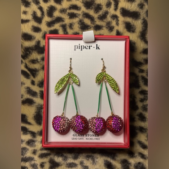 Piper K Jewelry - NIB Piper K Cherry Colorful Rhinestone Drop Dangle Earrings-Lightweight